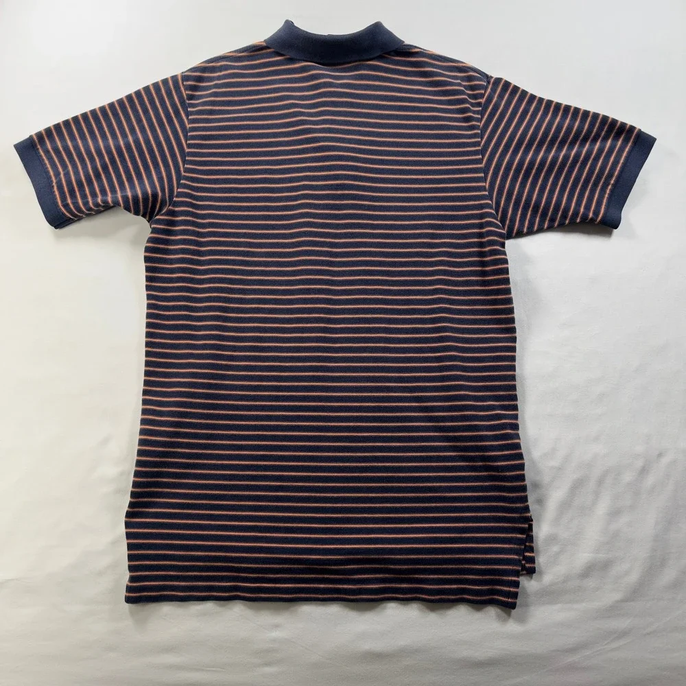 Polo Ralph Lauren Shirt Men's Large Navy Orange Striped Golf Cotton Short Sleeve